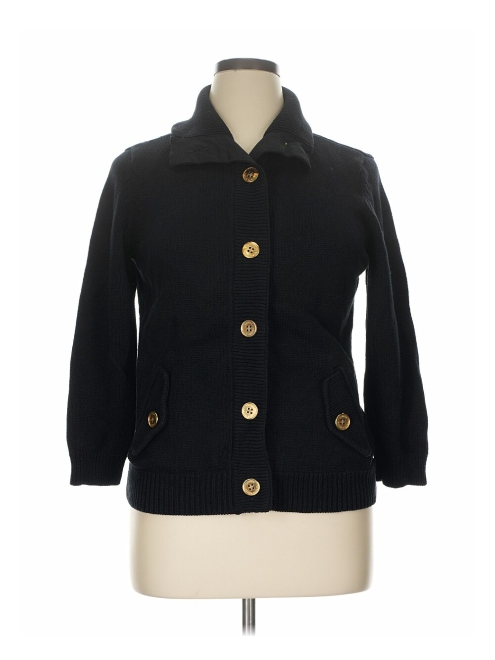 Ralph Lauren Classic Black Button-Front Women's Cardigan NWOT SIZE L